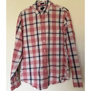 J. Crew slim fit plaid button down size L pink / blue / white plaid
